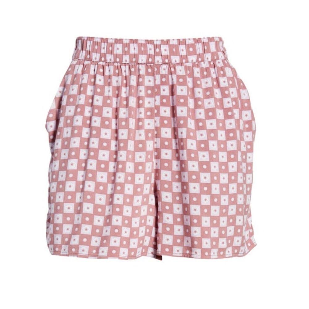 BP Easy High Waist Shorts 4X Pink Purple Geo Floral Checkered Womens Plus Size